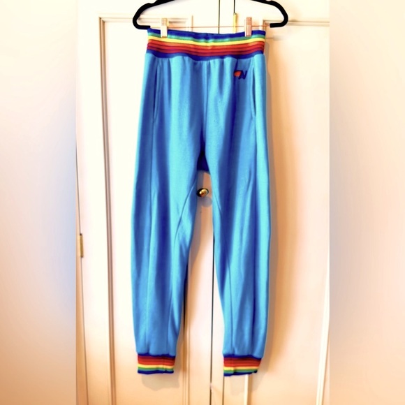 Aviator Nation Pants - Aviator Nation Rainbow Ribbed Blue Sweatpants. Beautiful and NWT. Size Small.